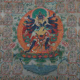 Silberthangka mit Chakrasamvara Nepal, 19./20. Jh., Gouache auf Leinen… - photo 3