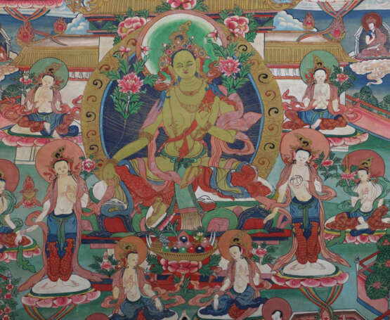 Thangka der Khadiravani-Tara Nepal, 19./20. Jh., Gouache auf Leinen, i… - photo 3 Thangka der Khadiravani-Tara Nepal, 19./20. Jh., Gouache auf Leinen, i… - photo 3