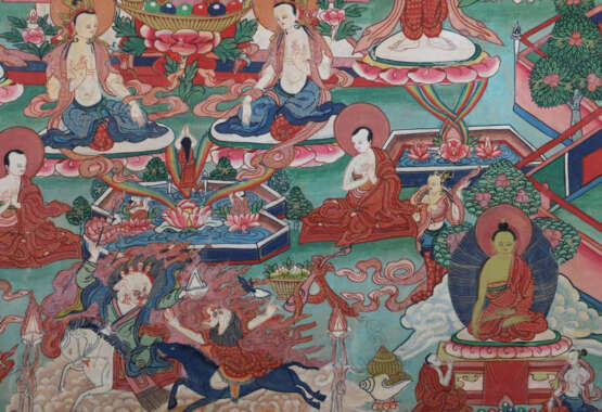 Thangka der Khadiravani-Tara Nepal, 19./20. Jh., Gouache auf Leinen, i… - photo 4 Thangka der Khadiravani-Tara Nepal, 19./20. Jh., Gouache auf Leinen, i… - photo 4
