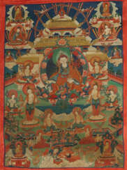 Thangka des Padmasambhava Nepal, 19./20. Jh., Gouache auf Leinen, im B…