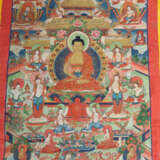 Thangka des Buddha Shakyamuni Nepal, 19./20. Jh, Gouache auf Leinen, i… - photo 2