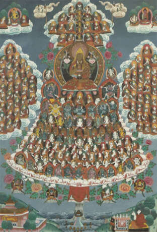 Thangka mit Zufluchtsbaum Nepal/Tibet, Mitte 20. Jh., Gouache auf Lein… - photo 1