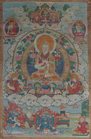 Thangka mit Lama Tsongkhapa Nepal/Tibet, 19. Jh., der zentrale Lama im… - photo 1 Thangka mit Lama Tsongkhapa Nepal/Tibet, 19. Jh., der zentrale Lama im… - photo 1