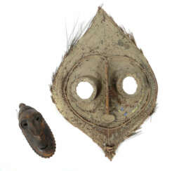 Zwei Papua-Masken Papua-Neuguinea/Sepik-Gebiet, 1x Maske aus Rattangef…