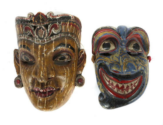 2 Masken Sri Lanka, Weligama, Mitte 20. Jh., Holz geschnitzt, polychro… - фото 1 2 Masken Sri Lanka, Weligama, Mitte 20. Jh., Holz geschnitzt, polychro… - фото 1