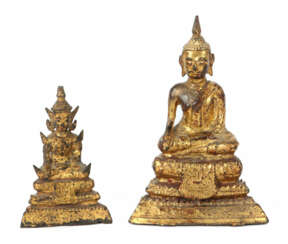 2 Buddhas Thailand, Rattanakosin Periode (1782 - 1932), ca. 19. Jh., B…