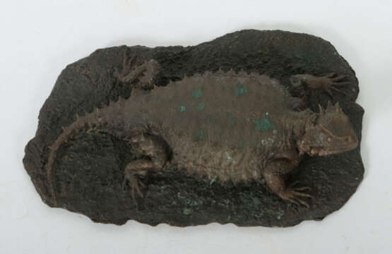 Bildhauer des 20. Jh. ''Riesenkröten-Echse'', Bronze patiniert, vollpl… - Foto 2 Bildhauer des 20. Jh. ''Riesenkröten-Echse'', Bronze patiniert, vollpl… - Foto 2