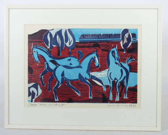 Hahn, Hans 1916 - 1989, deutscher Maler. ''Pferdekräfte'', 3 Pferde au… - Foto 2 Hahn, Hans 1916 - 1989, deutscher Maler. ''Pferdekräfte'', 3 Pferde au… - Foto 2