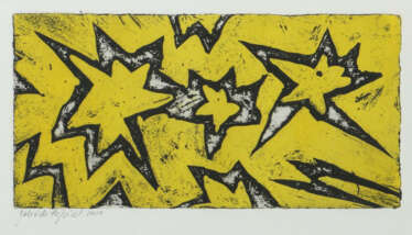 Künstlerin des 20./21. Jh. ''Sterne'', stilisierte Darstellung in Schw…