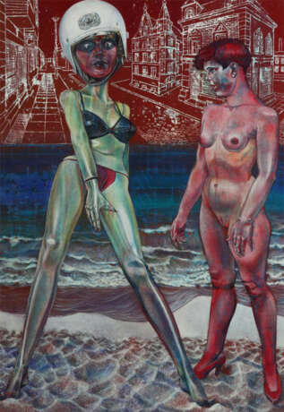 Hansen Maler des 20. Jh.. ''Ohne Titel'', Schaufensterpuppe mit Helm u… - Foto 1 Hansen Maler des 20. Jh.. ''Ohne Titel'', Schaufensterpuppe mit Helm u… - Foto 1