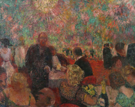 Maler des 20. Jh. ''Feine Gesellschaft'', Herren in Anzügen und Damen … - photo 1