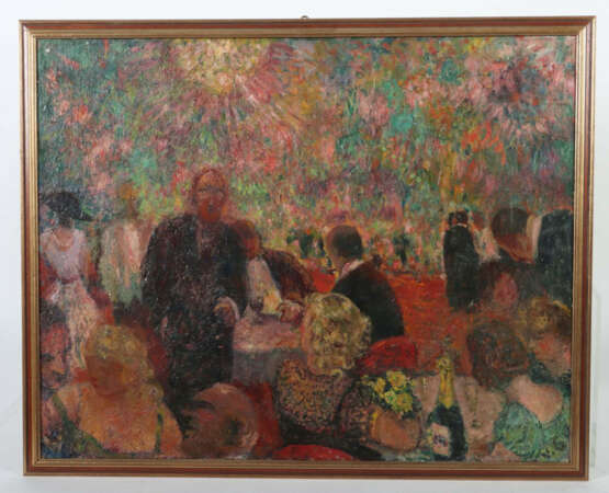 Maler des 20. Jh. ''Feine Gesellschaft'', Herren in Anzügen und Damen … - photo 2