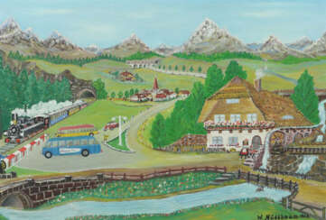 Nussbaum, W. Maler des 20. Jh.. ''Im Nagold-Tal'', Blick in das Tal mi…