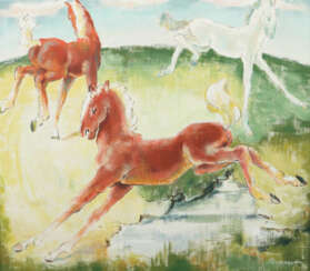 Ruppert Maler des 20. Jh. ''Auf der Pferdekoppel'', Blick auf eine Wei…