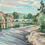 Sass, Johannes 1897 - 1972, deutscher Maler. ''Wehr mit Brücke'', stil… - photo 1