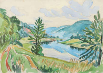 Sass, Johannes 1897 - 1972, deutscher Maler. ''Flusslauf'', stilisiert…