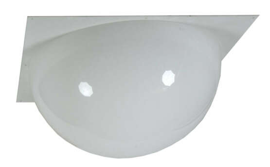 Großer Lampenschirm 1970er Jahre, Acryl, milchweiß, Halbkugel auf quad… - Foto 2