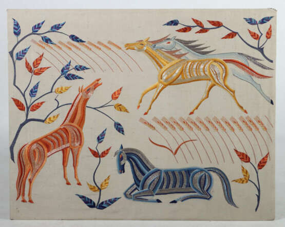 Stickbild Kunsthandwerker der Mitte des 20. Jh., handgesticktes Motiv … - photo 2 Stickbild Kunsthandwerker der Mitte des 20. Jh., handgesticktes Motiv … - photo 2