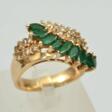Gold ring with emeralds and diamonds - One click purchase