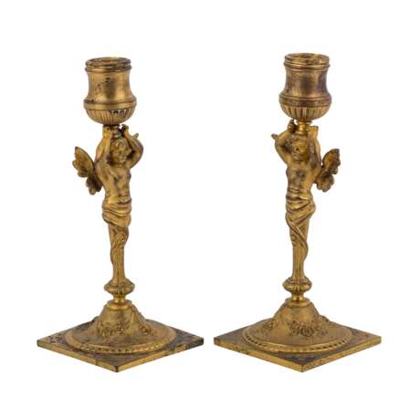 Paar 1-flammige Kerzenleuchter, 19. Jahrhundert. - photo 1