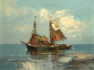 Wild, Otto (1898 Trostberg-1971 Hamburg) &quot;Zwei Kutter unterwegs&quot;, Öl/ Lw., sign. u.r., 60x80 cm, Rahmen