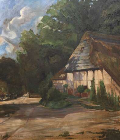 Maler 20. Jh. "Hütte am Waldrand", Öl/ Lw., undeutl. sign. u.l. und dat. ´23, 70x58 cm, Rahmen - photo 1 Maler 20. Jh. "Hütte am Waldrand", Öl/ Lw., undeutl. sign. u.l. und dat. ´23, 70x58 cm, Rahmen - photo 1