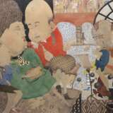 Bergner, Ralf (1950 Breitenbach bei Zeitz) "Gesellschaft", Tempera/ Farbstift, sign., 69x98,5 cm, im Passepartout hinter Glas und Rahmen - photo 1