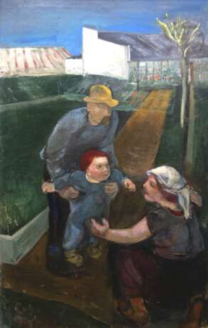 Glowinski Taubert, Luise (1906 Zehlendorf-1988 Husum) "Familie im Garten", Öl/ Lw., unsign., 148x93 cm, Rahmen(L. Glowinski-Taubert versuchte, nach dem Vorbild des Kubismus, besonders in ihren Stillleben und La… - photo 1 Glowinski Taubert, Luise (1906 Zehlendorf-1988 Husum) "Familie im Garten", Öl/ Lw., unsign., 148x93 cm, Rahmen(L. Glowinski-Taubert versuchte, nach dem Vorbild des Kubismus, besonders in ihren Stillleben und La… - photo 1