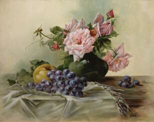 Stöver, Paula (1918 Bremen-1982 Worpswede) &quot;Rosenstilleben&quot;, Öl/ Karton, sign. u.r., 49x59,5 cm, Rahmen