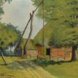 Schöning, Otto &quot;Hof im Grünen&quot;, Öl/ Hartfaser, sign. u.l. und dat. ´46, 35,5x39,5 cm, Rahmen - Сейчас на аукционе