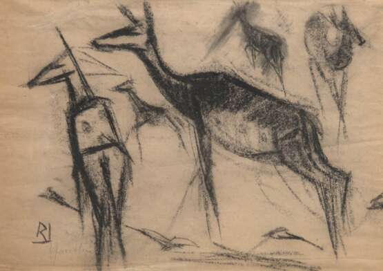 Janthur, Richard (1883 Zerbst-1950 Berlin) "Rehe", Kohlezeichnung, um 1920, sign. und monogr., u.l., 31x42 cm, im Passepartout hinter Glas und Rahmen - photo 1 Janthur, Richard (1883 Zerbst-1950 Berlin) "Rehe", Kohlezeichnung, um 1920, sign. und monogr., u.l., 31x42 cm, im Passepartout hinter Glas und Rahmen - photo 1