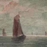 "Segler auf offener See", Öl/ Holz, sign. u.l. "Müller-Burgwed.", 18,5x27 cm, Rahmen - Foto 1