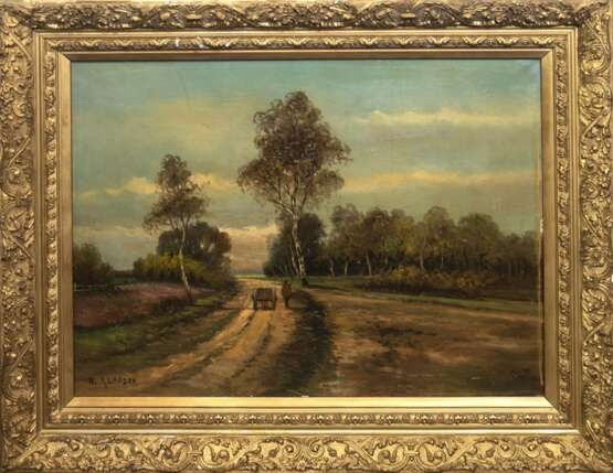 "Feldweg mit Fuhrwerk", Öl/ Lw, undeutl. sign. u.l. "N. Klarsen?", 60x80 cm, Rahmen - photo 1