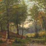 Poorten, Jacobus Johannes van (1841 Deventer-1914 Hamburg) "Lichtdurchflutetes Waldstück", Öl/ Lw., sign. u.l., 44x60 cm, Rahmen (Niederländischer Künstler, der vor allem für seine stimmungsvollen Landschaftsda… - photo 1