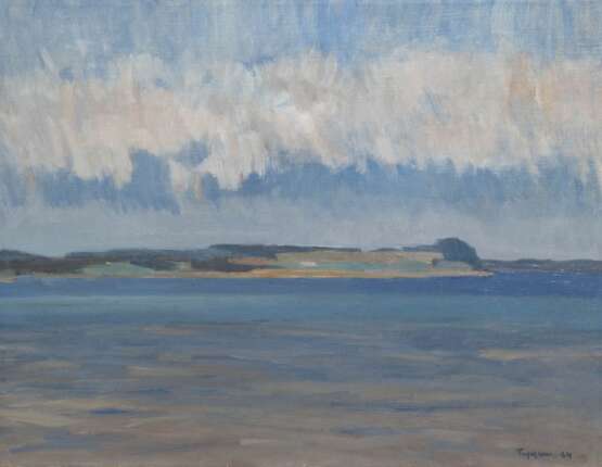 "Blaues Ufer", Öl/ Lw., undeutl. sign. u.r. und dat. ´64, 49x63 cm, Rahmen - photo 1