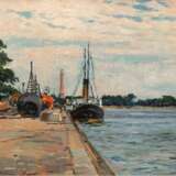 Köhler, Fritz (1887 Moritzberg bei Hildesheim-1972 Düsseldorf) "Ruhe im Hafen", Öl/ Platte, sign. u.l., 26,5x31 cm, Rahmen - photo 1