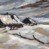 "Zwei Reetdachhäuser in verschneiter Landschaft", Öl/ Platte, sign. "To", 42x59,5 cm, Rahmen - фото 1