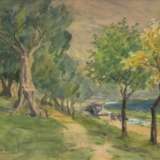 Vollbehr, Ernst (1876 Kiel-1960 Krumpendorf/ Wörthersee) "Waldweg an der Küste bei Kiel", Aquarell, sign. u.l. und dat. 1900, 30,5x45,5 cm, hinter Glas und Rahmen - photo 1