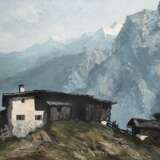 Grossmüller, Rudolf (tätig um 1930) "Bergbauernhof in den Tiroler Alpen", Öl/ Lw., 1 kl. Hinterlegung, sign. u.l., rückseitig auf Lw. bez., 61x80 cm, Rahmen - photo 1