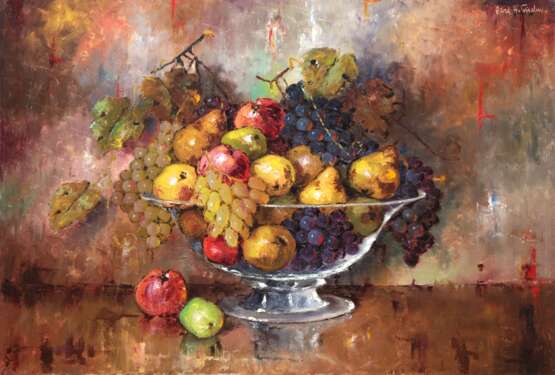 Fischer, Carl Holger (1885-1955, Dänischer Maler) "Üppiges Stilleben mit Früchten in Glasschale", Öl/ Lw., sign. o.r., 68x98 cm, Rahmen - Foto 1 Fischer, Carl Holger (1885-1955, Dänischer Maler) "Üppiges Stilleben mit Früchten in Glasschale", Öl/ Lw., sign. o.r., 68x98 cm, Rahmen - Foto 1