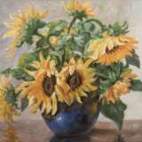 Bley, Ernst "Sonnenblumen in blauer Vase", Öl/SH., sign. u. dat. u.r. "Hamburg 1936", 50x69 cm, Rahmen - photo 1
