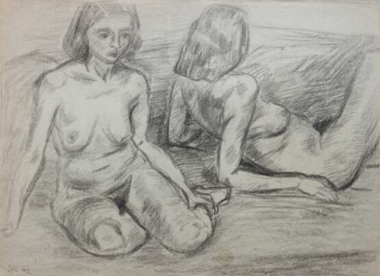 Laves, Werner (1903 Berlin-1972 ebenda) "Zwei weibliche Akte", Kohle auf Bütten, monogr. und dat. ´42, verso. Nachlaßstempel, 49x63 cm, ungerahmt - photo 1