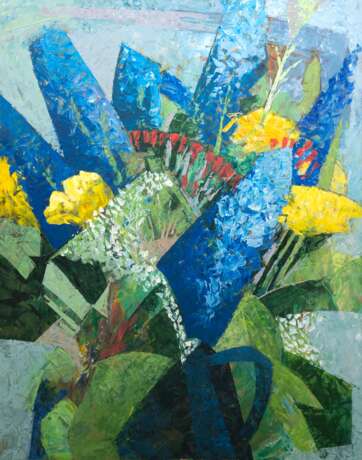 Malchow, Herbert (1942-2015) "Rittersporn", Öl/ Platte, unsign., direkt beim Künstler erworben, 115,5x89 cm, Rahmen (H. Malchow war Landschaftsmaler und Grafiker, Studium an der FHS Heiligendamm und auf Burg Gi… - фото 1