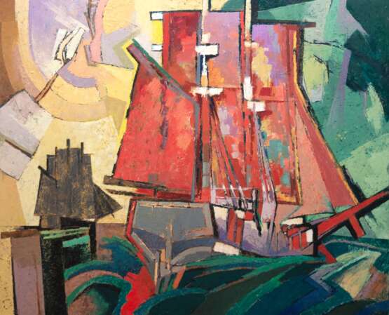 Malchow, Herbert (1942-2015) "Segelboote", Öl/ Lw., unsign., direkt vom Künstler erworben, 100x119 cm, ungerahmt (H. Malchow war Landschaftsmaler und Grafiker, Studium an der FHS Heiligendamm und auf Burg Giebi… - фото 1