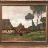 Kampf, Eugen (1861 Aachen-1933 Düsseldorf) "Bäuerin auf Hofstelle", Öl/ Holzplatte, sign. u.r., 50,5x60 cm, Rahmen - фото 1