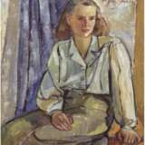 Hensel, Gerhard Fritz (1910 Neukirch/Lausitz- 1986 Flensburg) "Sitzende junge Frau", Öl/Lw., signiert o.r., rücks. auf Keilrahmen Künstleradresse, 73,5x63,5 cm, Rahmen - фото 1