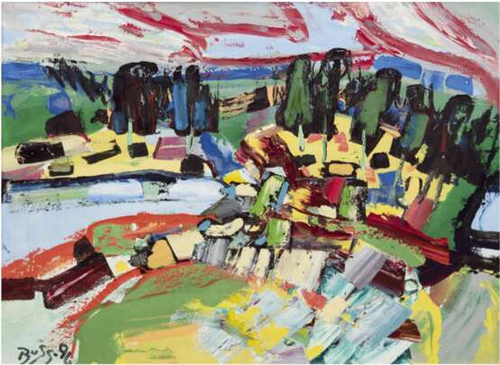 Buss, Valdis (1924-2014) "Land der Seen", Öl/Lw., sign. u.l. und dat. ´96, rückseitig bez., 61,5x79 cm, Rahmen - фото 1 Buss, Valdis (1924-2014) "Land der Seen", Öl/Lw., sign. u.l. und dat. ´96, rückseitig bez., 61,5x79 cm, Rahmen - фото 1