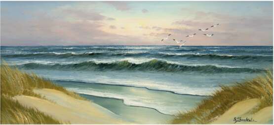 Seekatz, G. (geb. 1928) "Möwen über dem Meer", Öl/Lw., sign. u.r., 30x58 cm, Rahmen - фото 1