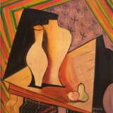 "Stilleben mit zwei Vasen und Obst", Öl/Mp., signiert "Béla Kádár" u.r., 63x47 cm, Rahmen - фото 1