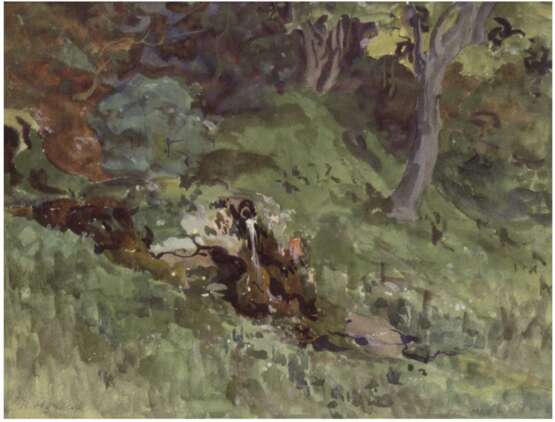Hendorf, Richard (1861-1939) "Wald-Idyll", Aquarell, sign. u.l., unter Glas, Passepartout, 23x30 cm, Rahmen - photo 1 Hendorf, Richard (1861-1939) "Wald-Idyll", Aquarell, sign. u.l., unter Glas, Passepartout, 23x30 cm, Rahmen - photo 1